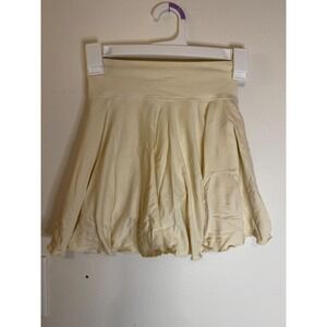 OQQ 2 in 1 Flowy Basic Stretchy Flare Casual Mini Skort Butter Yellow Size S New